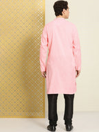 House of Pataudi Men Solid Thread Work Jashn Kurta