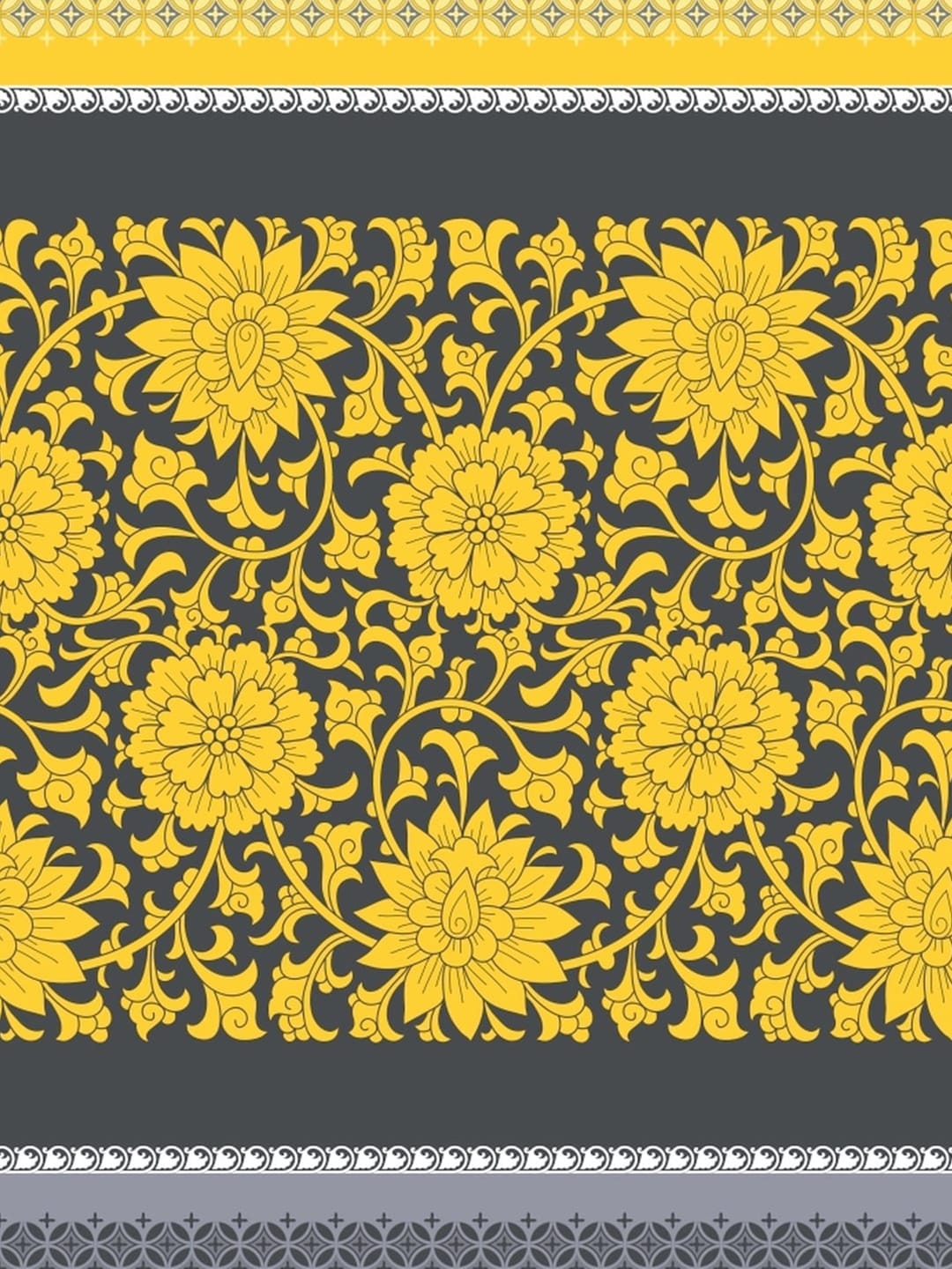 Dreamscape Yellow Ethnic Motifs Cotton 140 TC Fitted Single Bedsheet & 1 Pillow Cover