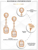 Yellow Chimes Rhodium-Plated Rose-Gold White AD-Studded Drop Earrings - Distacart