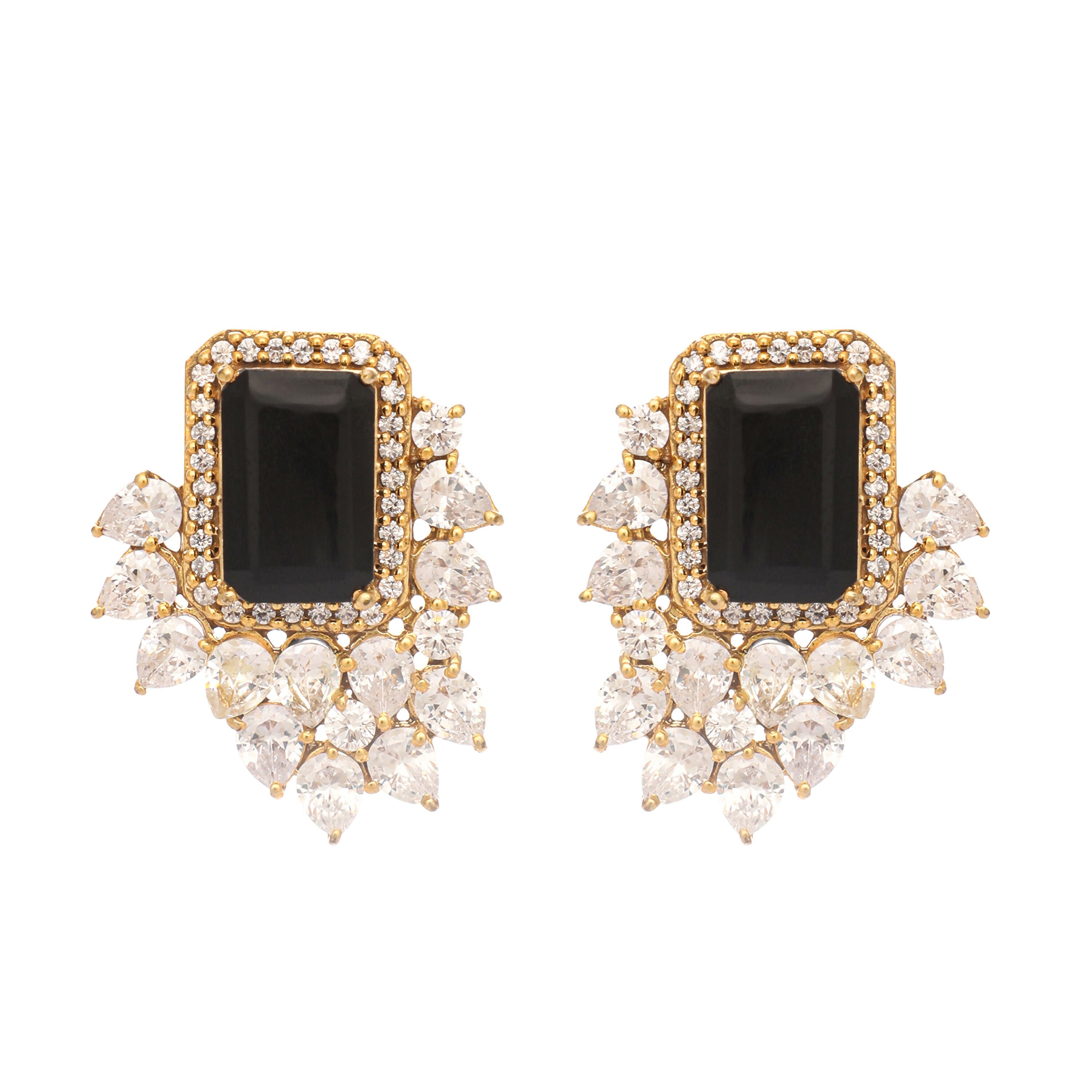 Nuyug 22K Gold Plated Noir Spark Contemporary Stud Earrings - Distacart