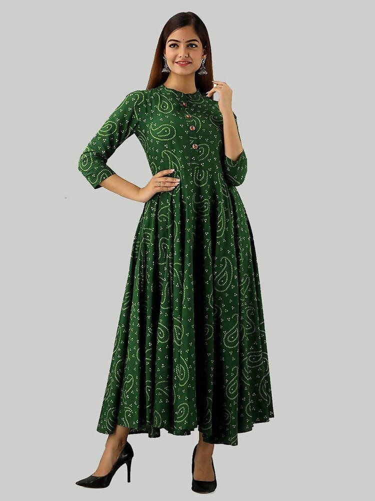 Vamika Rayon Green Party Wear Kurti