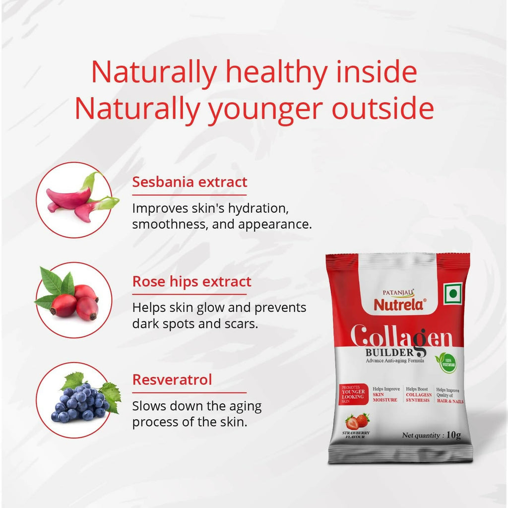 Patanjali Nutrela Collagen Builder Powder - Strawberry Flavour - Distacart