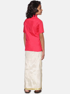Sethukrishna Boys Rose & White Shirt & Dhoti