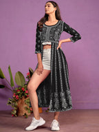 Sangria Women Chikankari Embroidered Round Neck Kurta