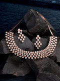 Saraf RS Jewellery White Rose Gold-Plated AD Studded Necklace Jewellery Set - Distacart