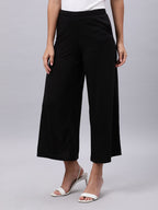 Souchii Women Black Liva Solid Palazzos - Distacart