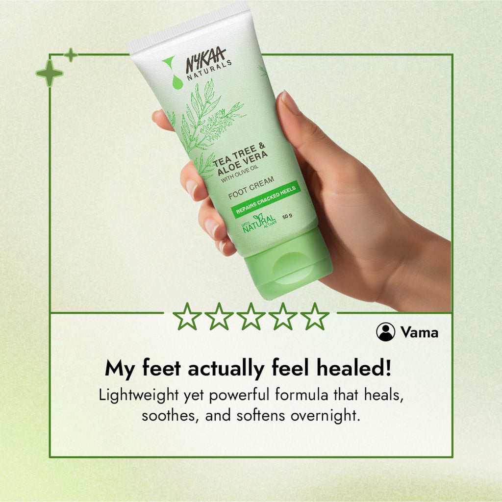 Nykaa Skin Happy Heels 20%Urea, 2%Lactic Acid Foot Cream-Dry & Cracked Feet - Tea Tree & Aloe Vera - Distacart