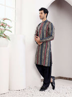 Multicolor Modal Silk Designer Printed Men's Kurta - Mahotsav
