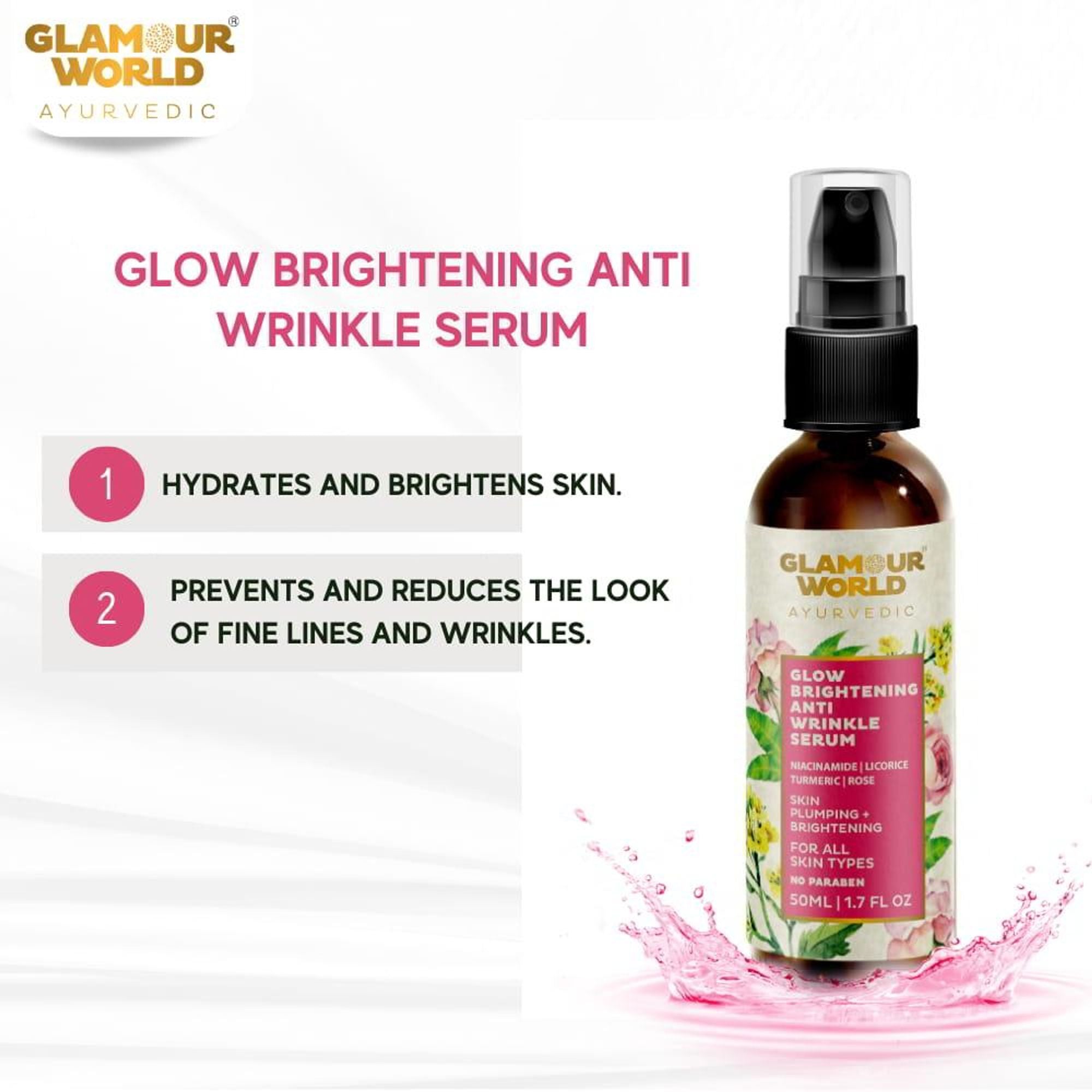 GLAMOUR WORLD AYURVEDIC Glow Brightening Anti Wrinkle Serum - Distacart