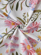 KLOTTHE Floral 300 TC Fitted Super King Bedsheet with 2 Pillow Covers