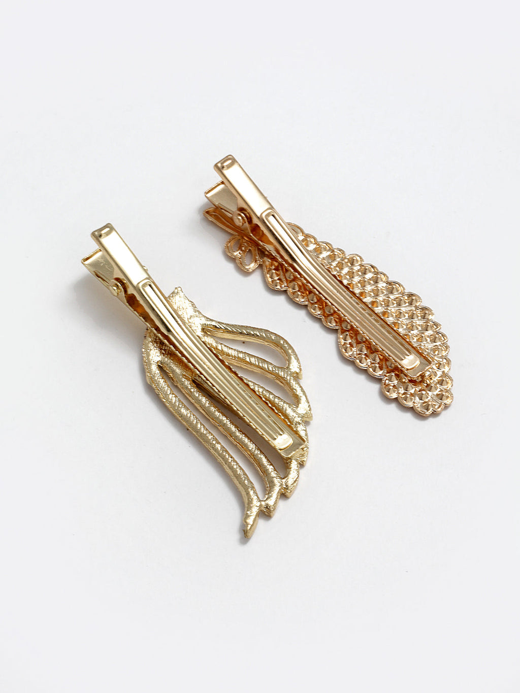 Panash Women Set of 2 Gold-Toned Cubic Zirconia-Studded Alligator Hair Clips - Distacart