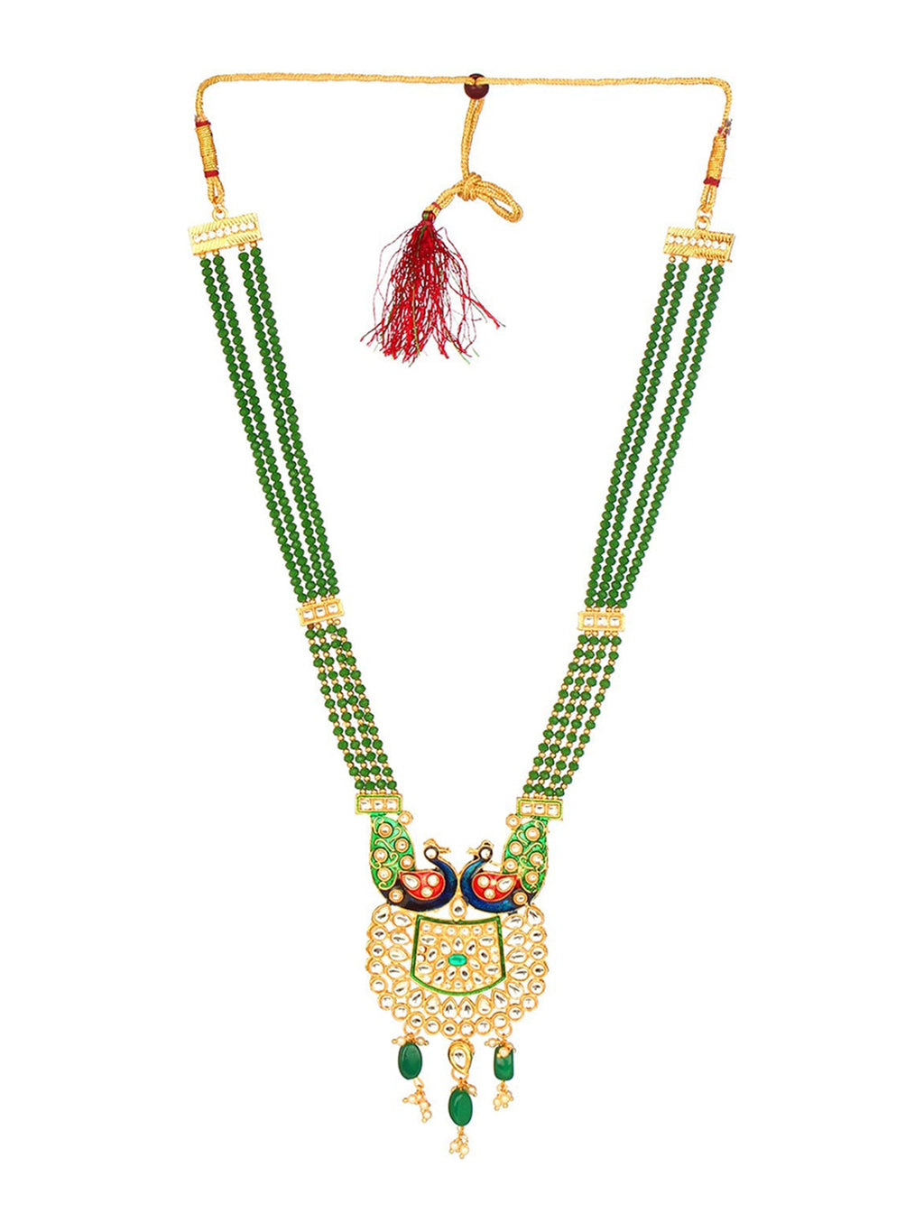 Cardinal Gold-Plated Green Studded Jewellery Set - Distacart