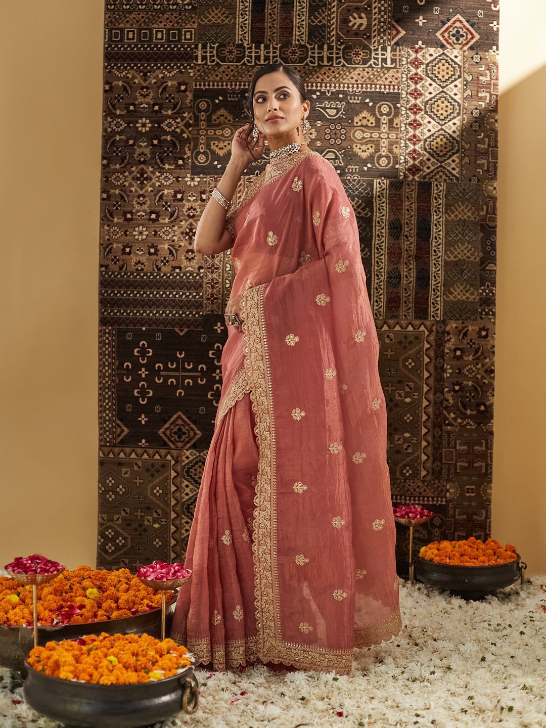 kasee Embellished Zardozi Silk Blend Saree