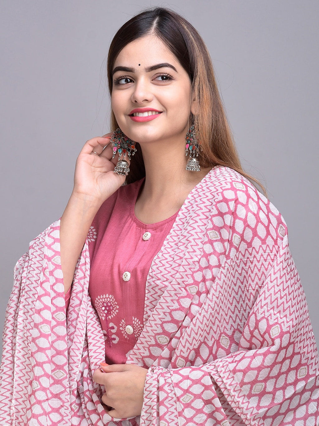 Sangria Ethnic Motifs Printed Kurta with Palazzos & Dupatta