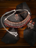 Saraf RS Jewellery Rose Gold-Plated & Red AD & CZ-Studded Contemporary Jewellery Set - Distacart