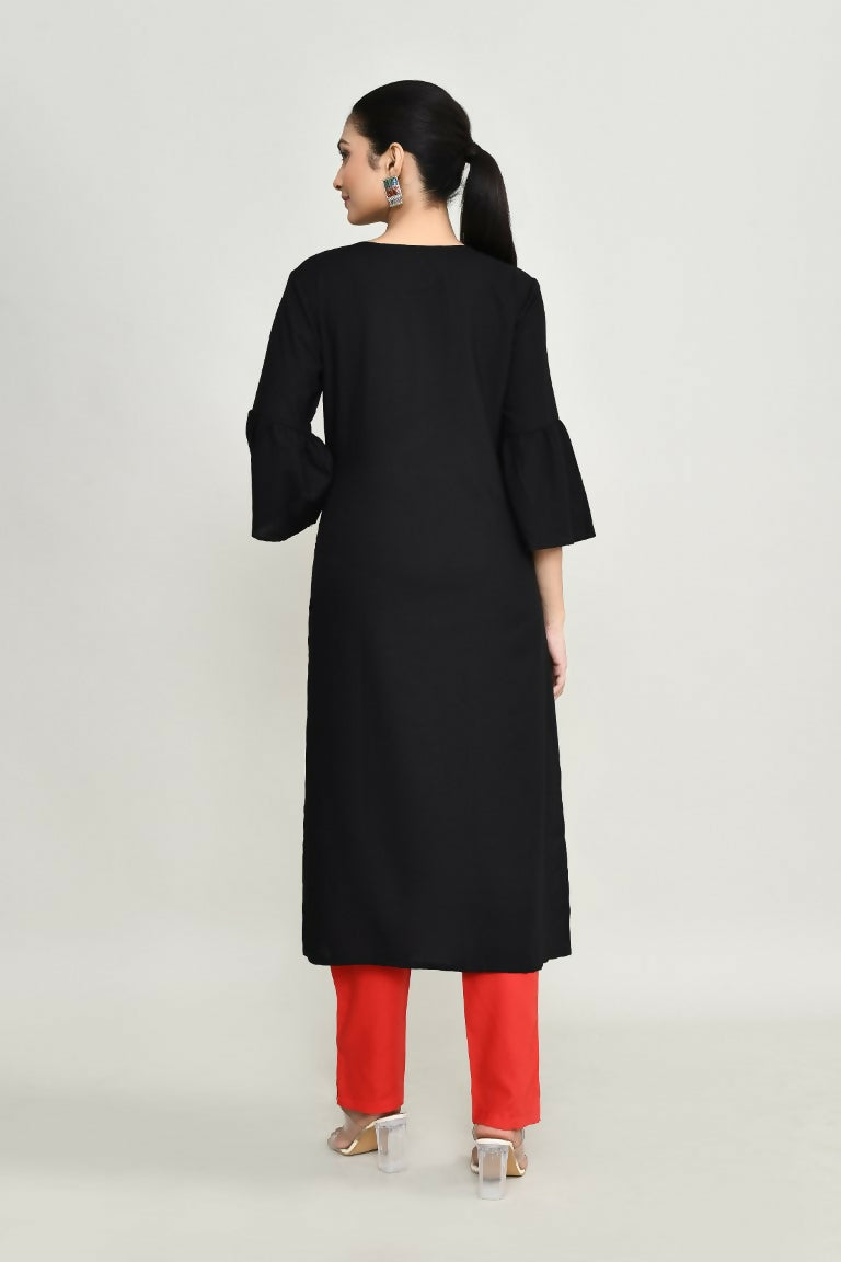 Joban Fashion Black Rayon Kurta Set
