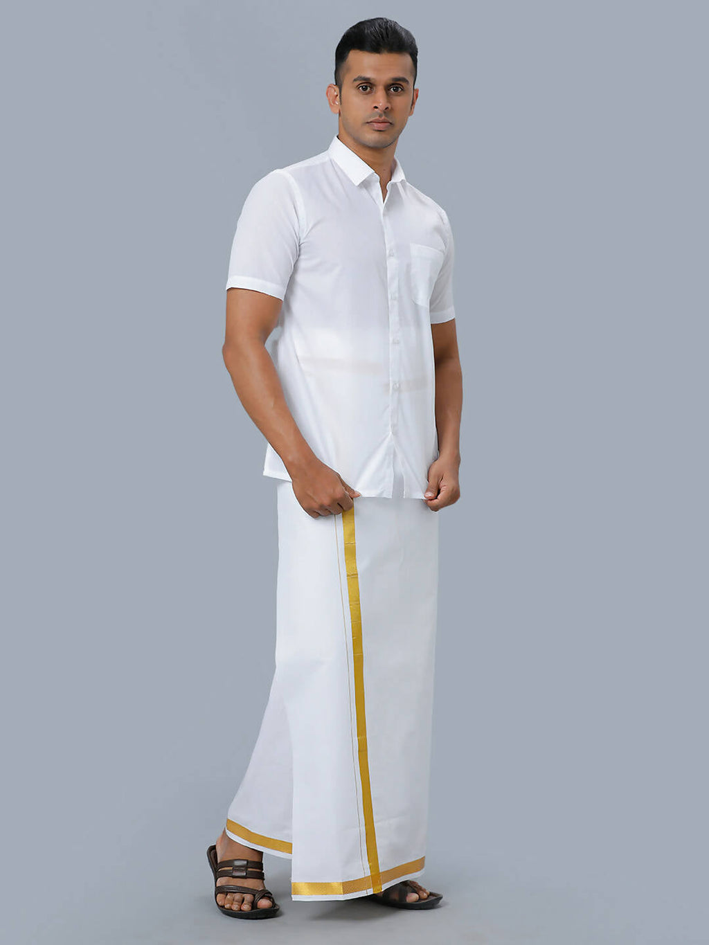 Ramraj Cotton Mens Half Sleeve Formal 100 % Cotton White Shirt
