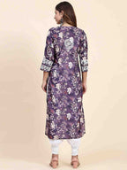 HOUSE OF KARI Floral Printed Chikankari Work Kurta