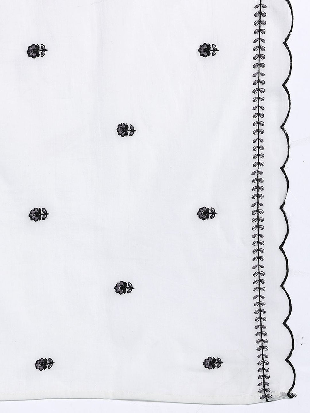 Indo Era Floral Embroidered Pure Cotton Kurta with Trousers & Dupatta - Distacart