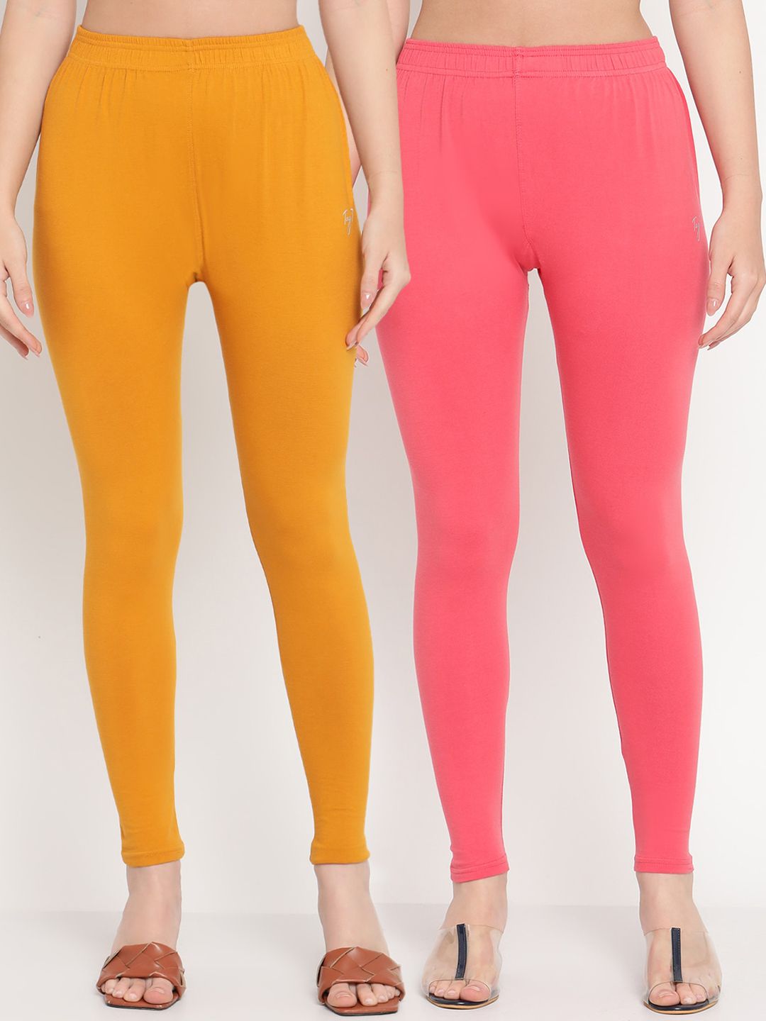 TAG 7 Women Pack of 2 Solid Ankle Length Leggings