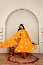 Joban Fashion Orange Tie & Dye Cotton Suit Set - Distacart