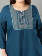 Sztori Floral Embroidered Yoke Design Sequined Straight Kurta
