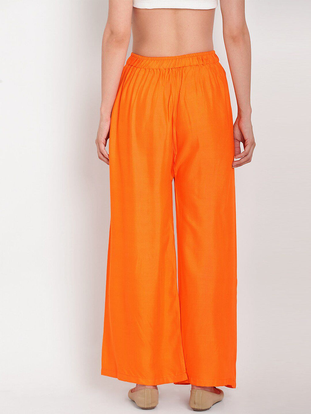 TAG 7 Women Orange & Navy Blue Set of 2 Flared Ethnic Palazzos