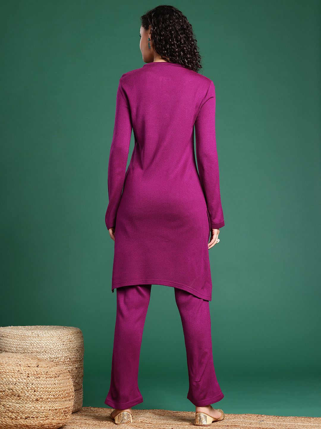 Sangria Paisley Embroidered Thread Work Kurta with Trouser