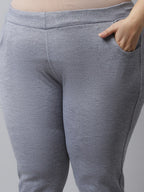 TAG 7 Women Grey Plus size Solid Ankle-Length Leggings