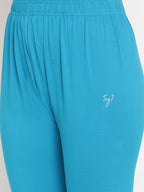 TAG 7 Women Pack of 2 Blue & Green Solid Comfort-Fit Ankle-Length Leggings