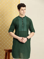 House of Pataudi Men Pure Cotton Ethnic Motifs Embroidered Jashn Kurta