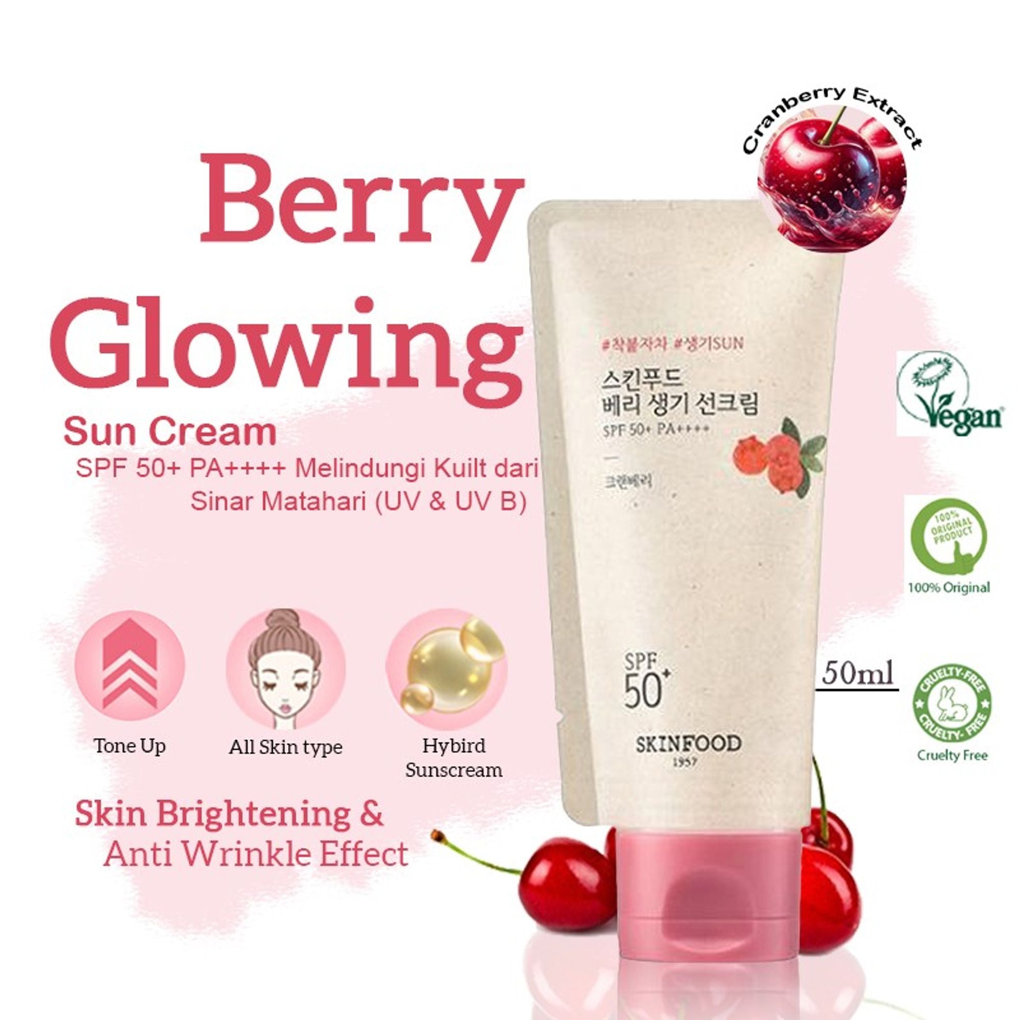 Skinfood Berry Glowing Sun Cream SPF 50+ PA++++