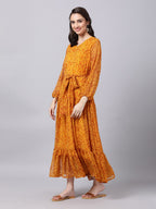 Souchii Yellow Floral Layered Chiffon Maxi Dress - Distacart