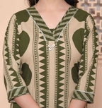 Miravan Womens Straight Polka Dot Printed Green Kurta With Palazzo - Distacart