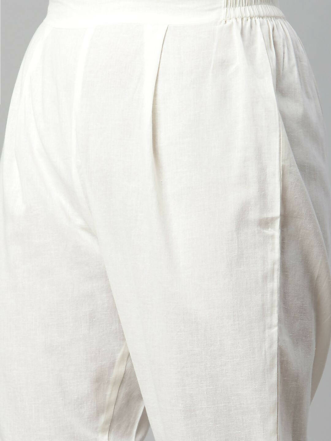 Ahalyaa Womens Off White Pure Cotton Printed Kurta Pant Set - Distacart