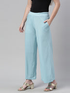 Souchii Blue Knitted Palazzos - Distacart