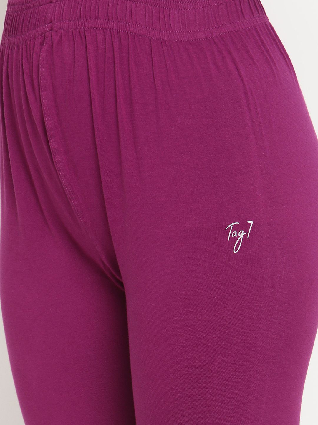 TAG 7 Women Purple Solid Comfort Fit Ankle Length Leggings