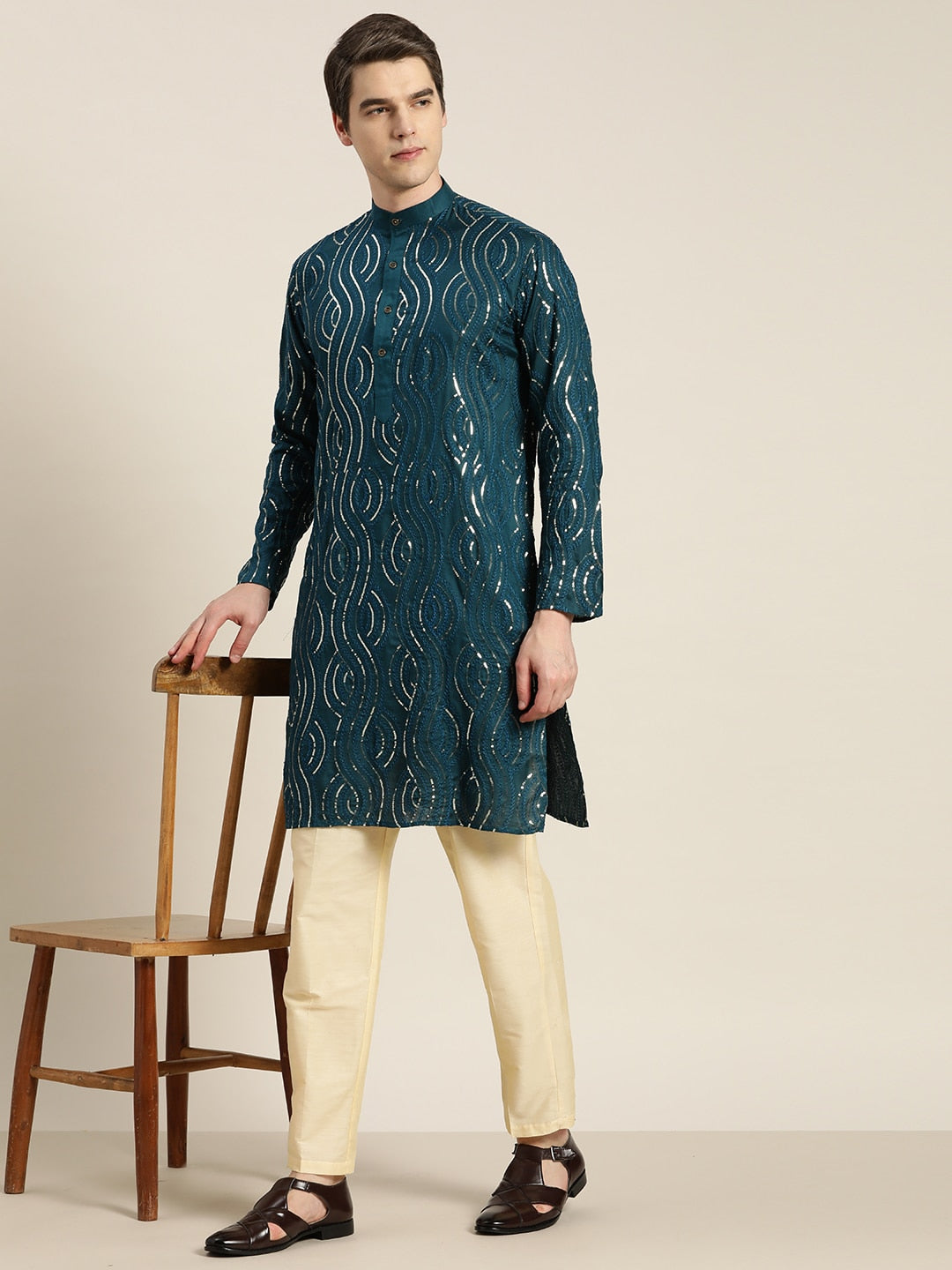 Sojanya Men Quirky Embroidered Sequinned Kurta