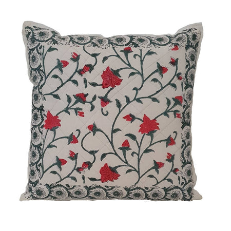 The Decor Nook Red Floral Print Cushion Cover