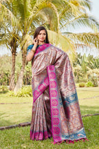 Vastranavya Boutique Collection Kanjivaram Soft Silk Saree With Unstitched Blouse -  Dark_Peach