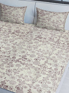 Sangria Maroon & Grey Ethnic Motif Printed 200TC Pure Cotton King Bedsheet Set