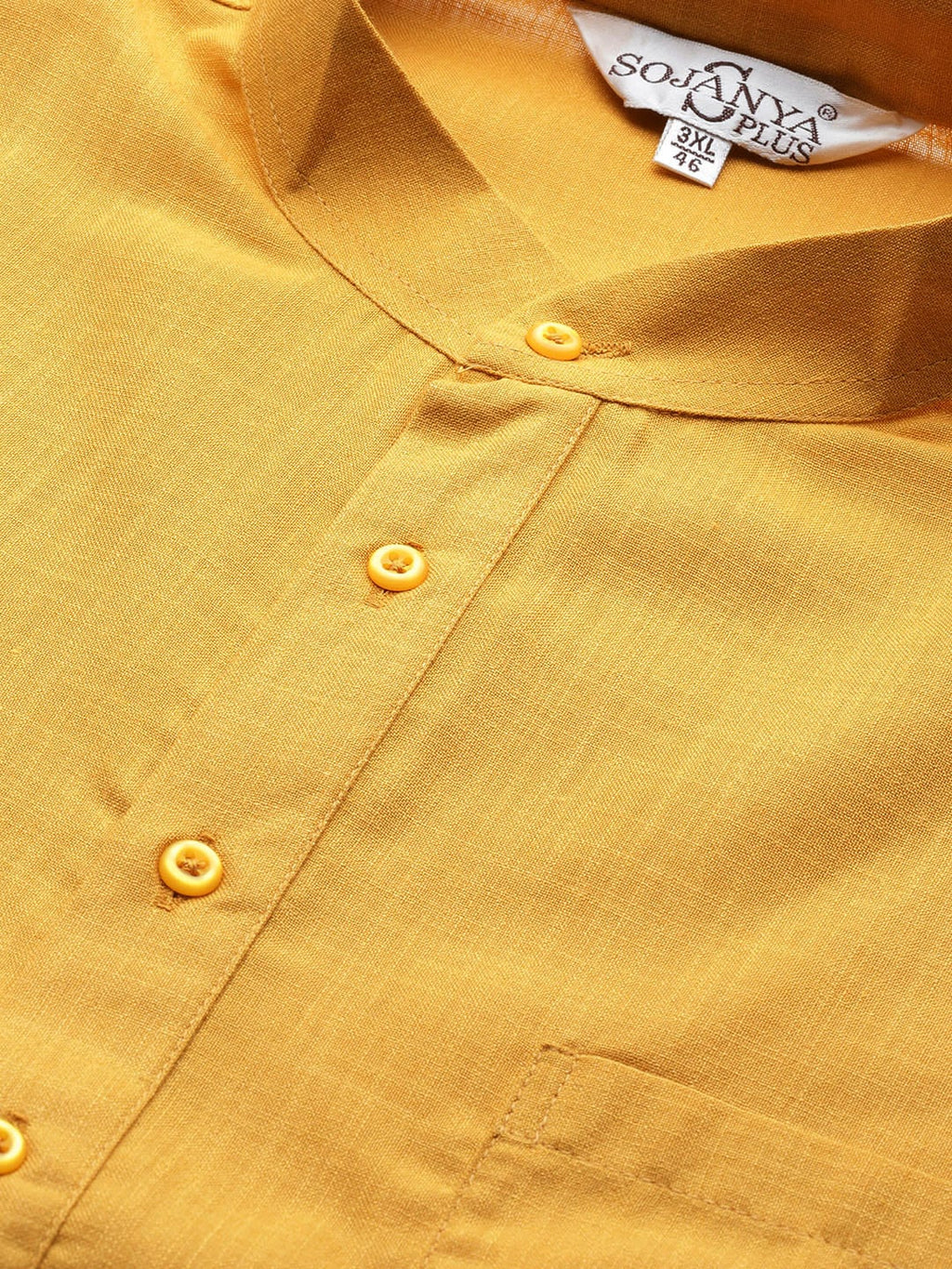Sojanya Plus Size Men Mustard Yellow Pure Cotton Kurta
