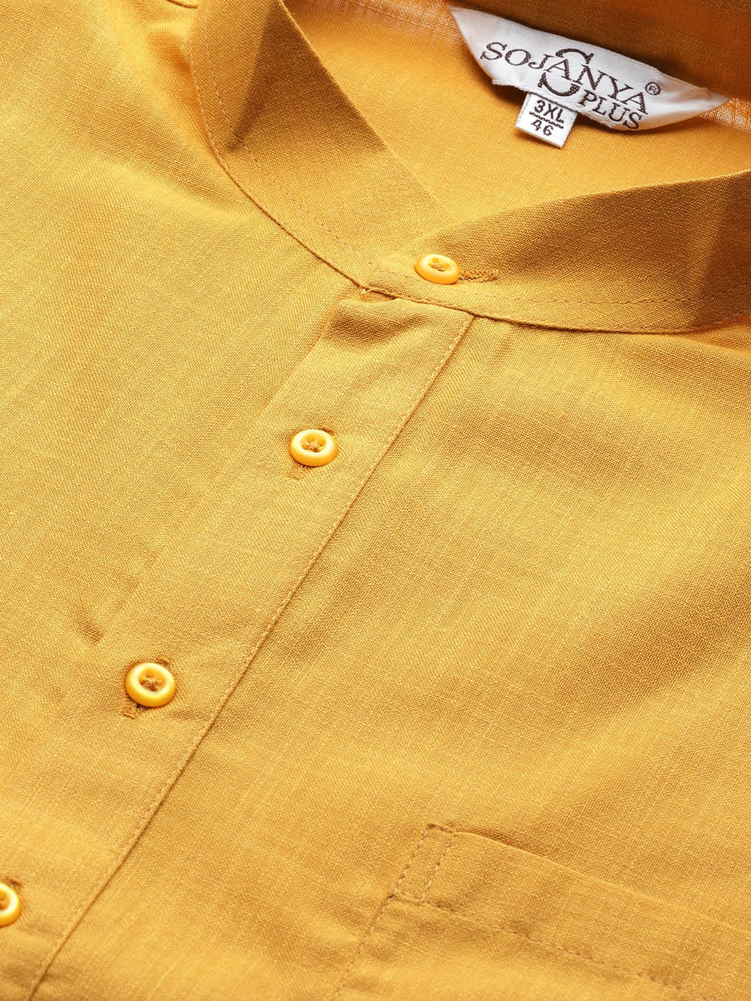 Sojanya Plus Size Men Mustard Yellow Pure Cotton Kurta