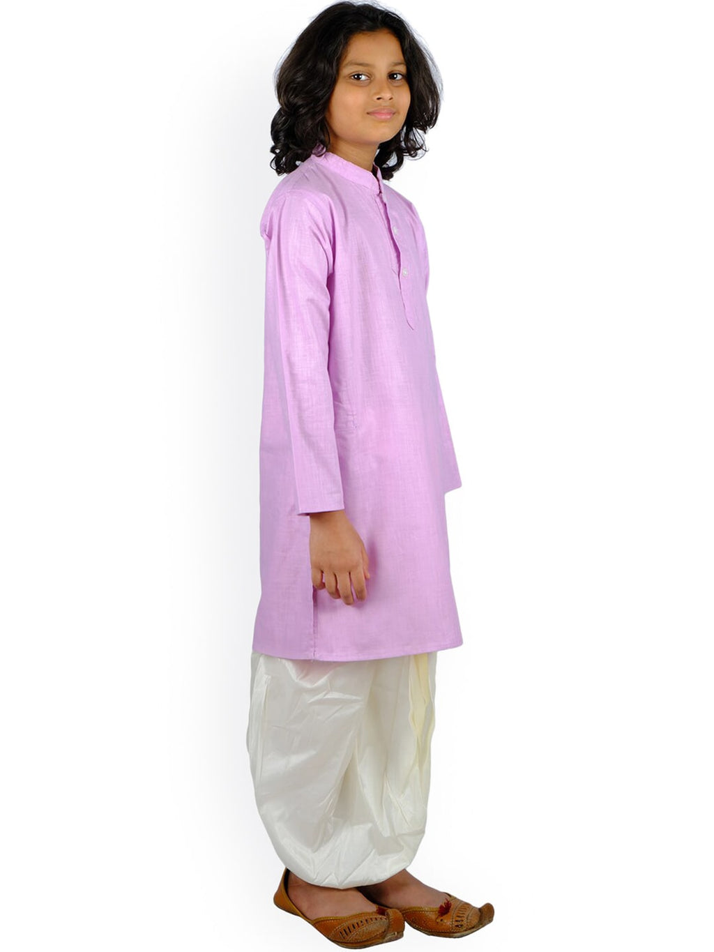 Sethukrishna Boys Purple and White Pure Cotton Kurta with Dhoti Pant