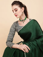 Sangria Green Sequinned Satin Saree - Distacart