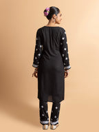 HOUSE OF KARI Floral Embroidered Chikankari Kurta With Trouser