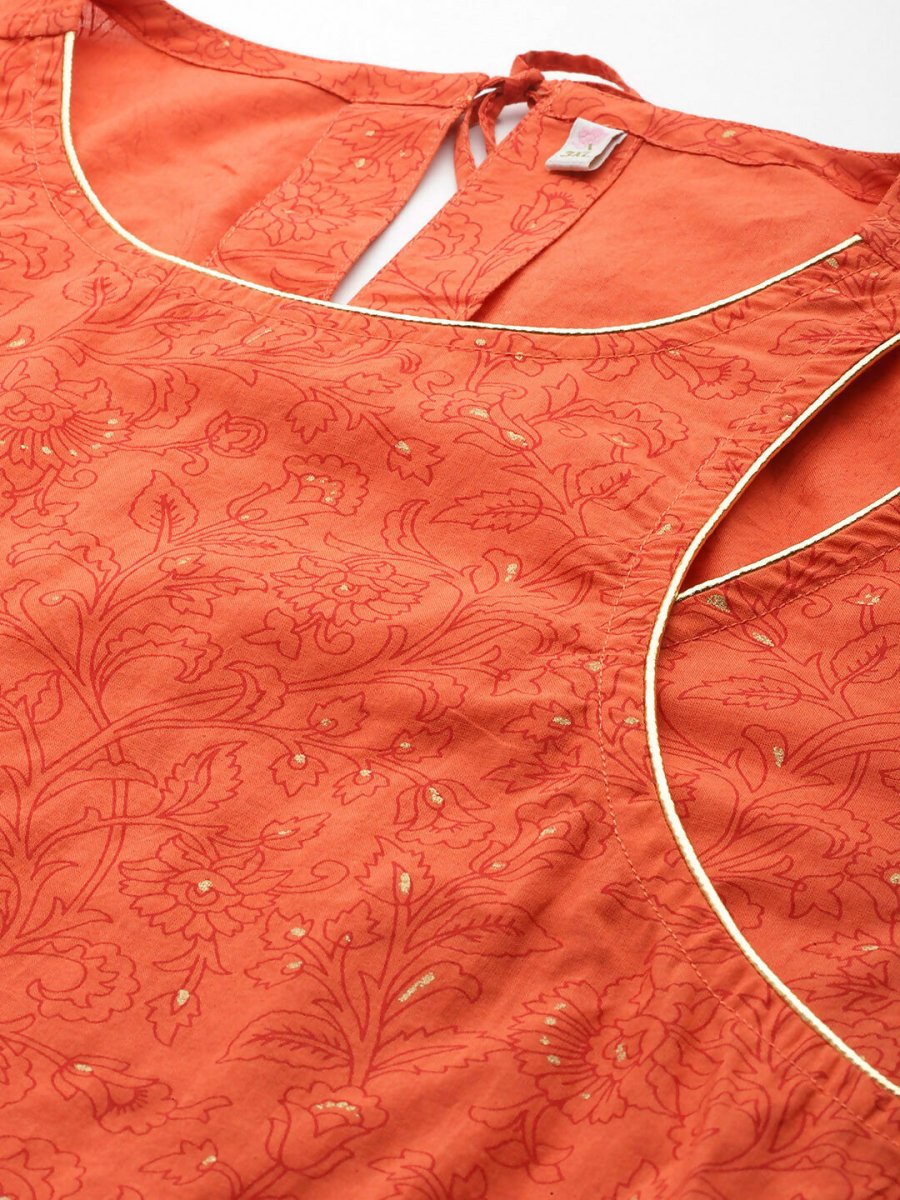 Ahalyaa Women's Traditional wear Kurta Set - Orange