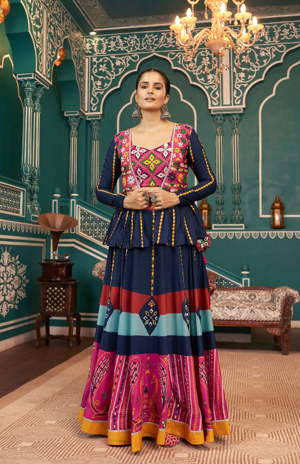 AI Fashion Multi Color Poly Maska Silk Designer Navratri Lehenga Choli Collection