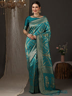 Saree Mall Woven Design Zari Silk Blend Banarasi Saree