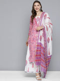 HERE&NOW Women Floral Printed Regular Pure Cotton Kurta with Palazzos & With Dupatta